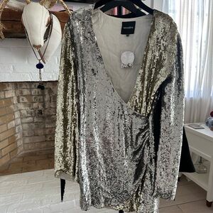RETROFETE silver and gold sequin dress